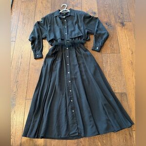 Andrea Jovine Vintage Black Trench Style Midi Dress Belted Size 10 Hong Kong